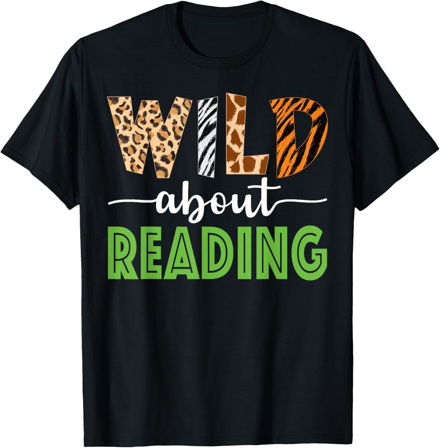 Wild About Reading Teacher Reading Books Back To School T-Shirt - T-Shirt | Black