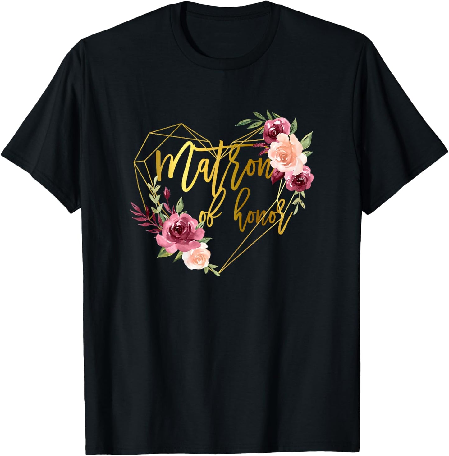 Matron of Honor Bridal Team Matching Floral Brides Sister T-Shirt - T-Shirt | Black