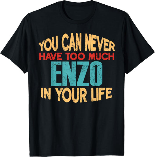 Funny Enzo Personalized First Name Joke Item T-Shirt - T-Shirt | Black