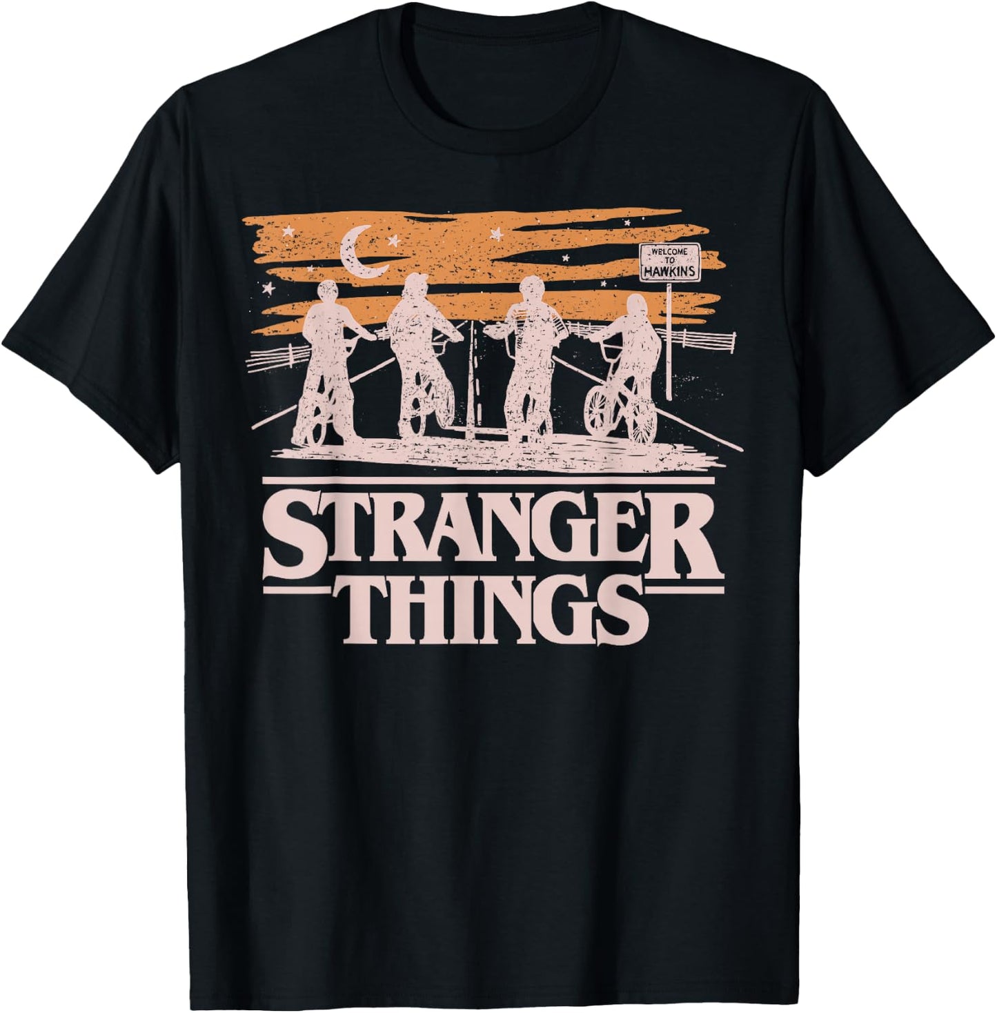Netflix Stranger Things Night Silhouettes - Sale T-Shirt - T-Shirt | Black