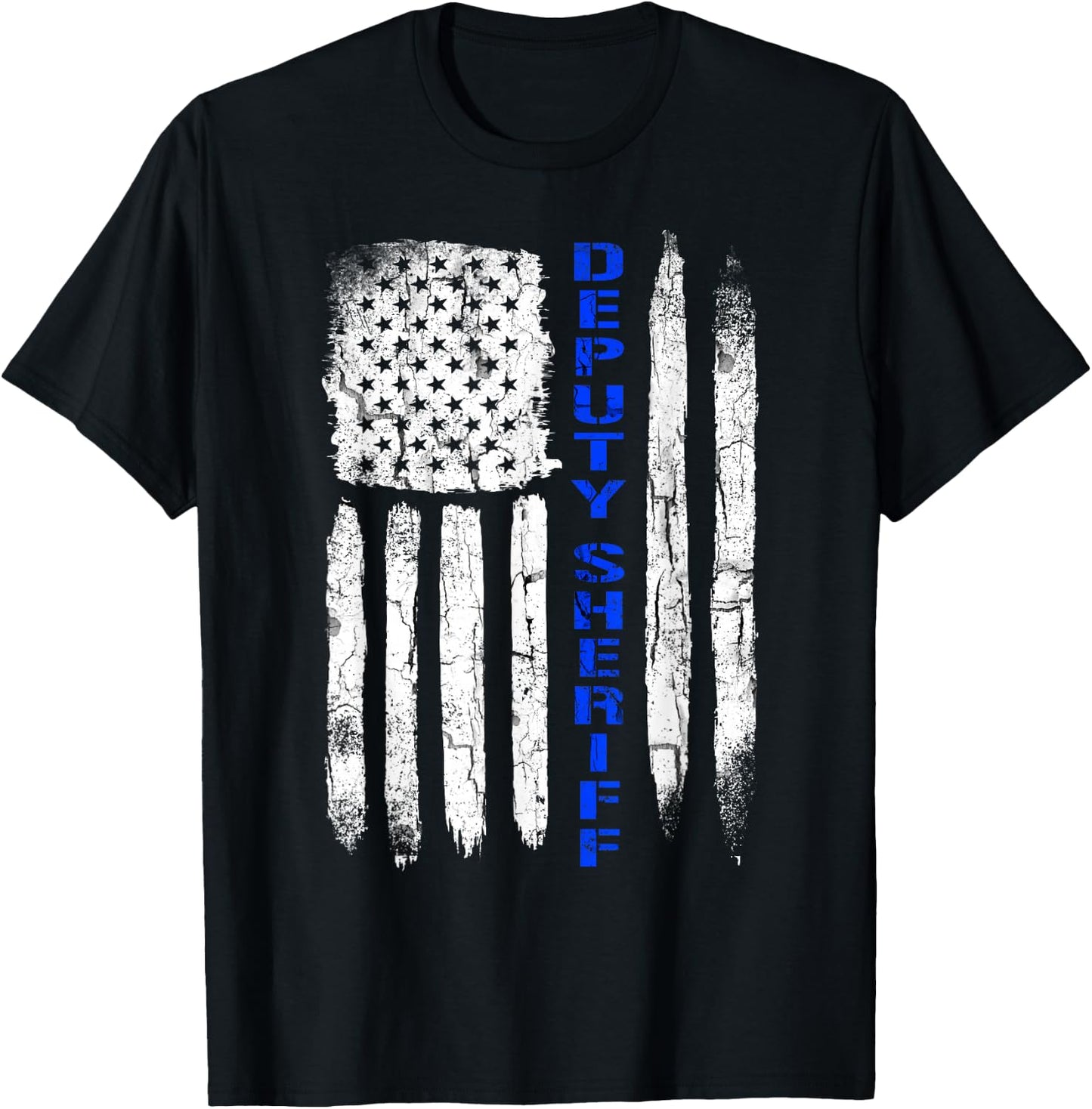 Deputy Sheriff Shirts Thin Blue Line American Flag T-Shirt - T-Shirt | Black