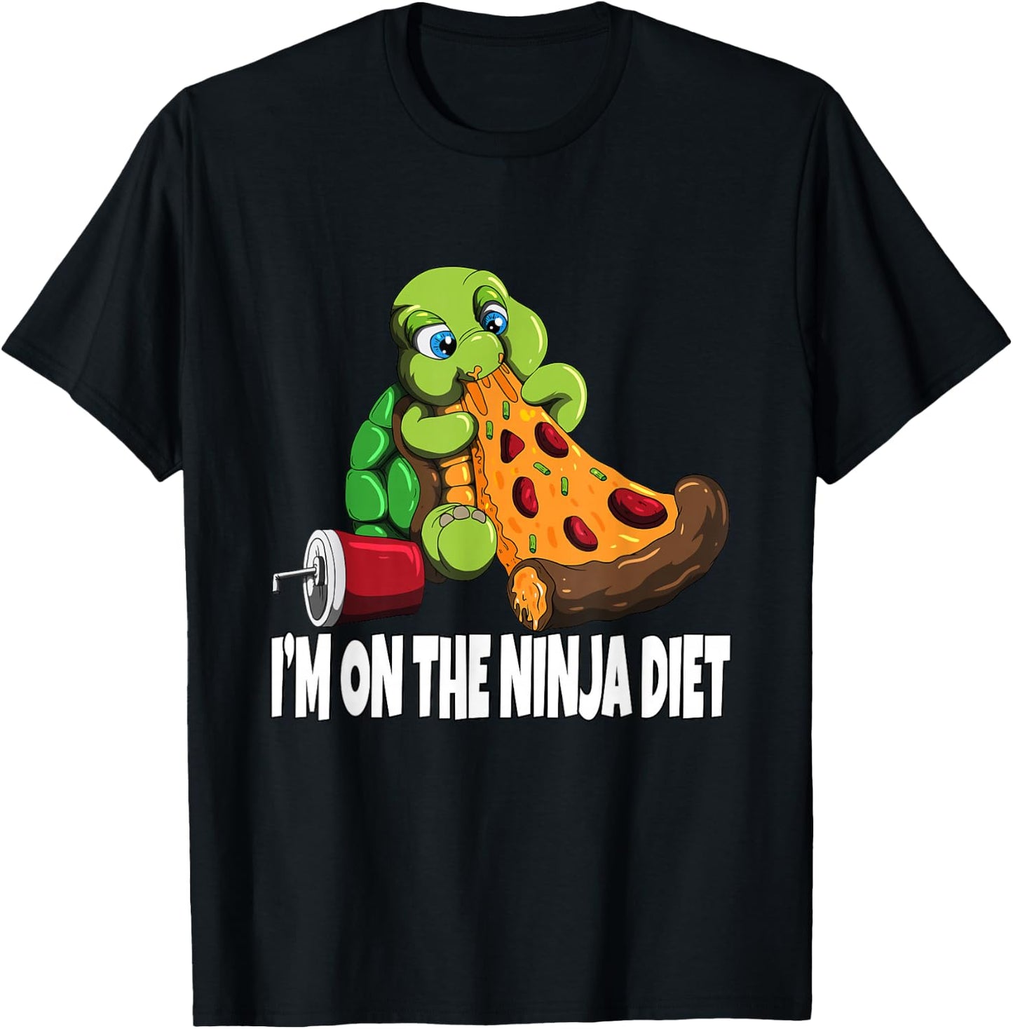 Turtle on a Diet Eats Pizza I'm on The Ninja Diet T-Shirt - T-Shirt | Black