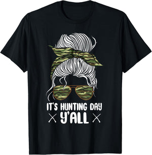 Deer Hunting Hunter Girl Sunglasses Vintage Camouflage Camo T-Shirt - T-Shirt | Black