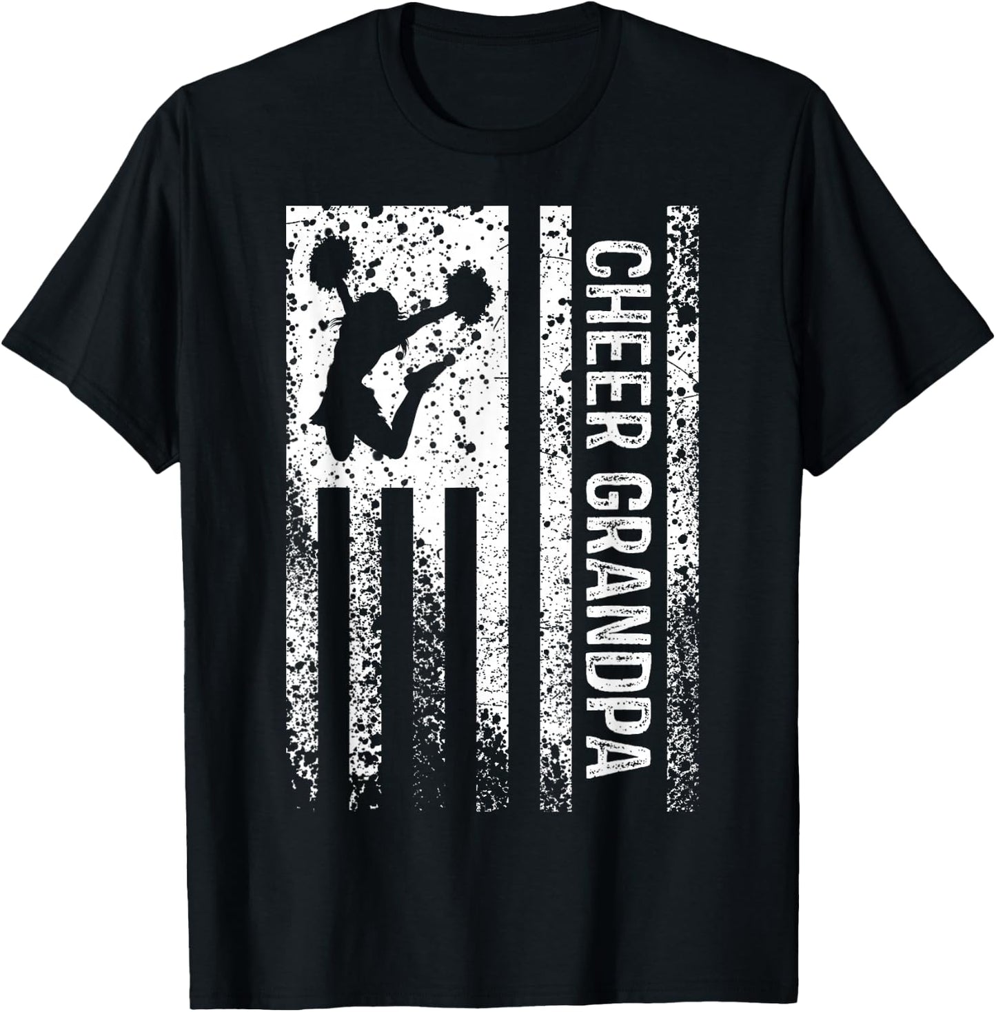 Cheer Grandpa Vintage American Flag Cheerleader Squad T-Shirt - T-Shirt | Black