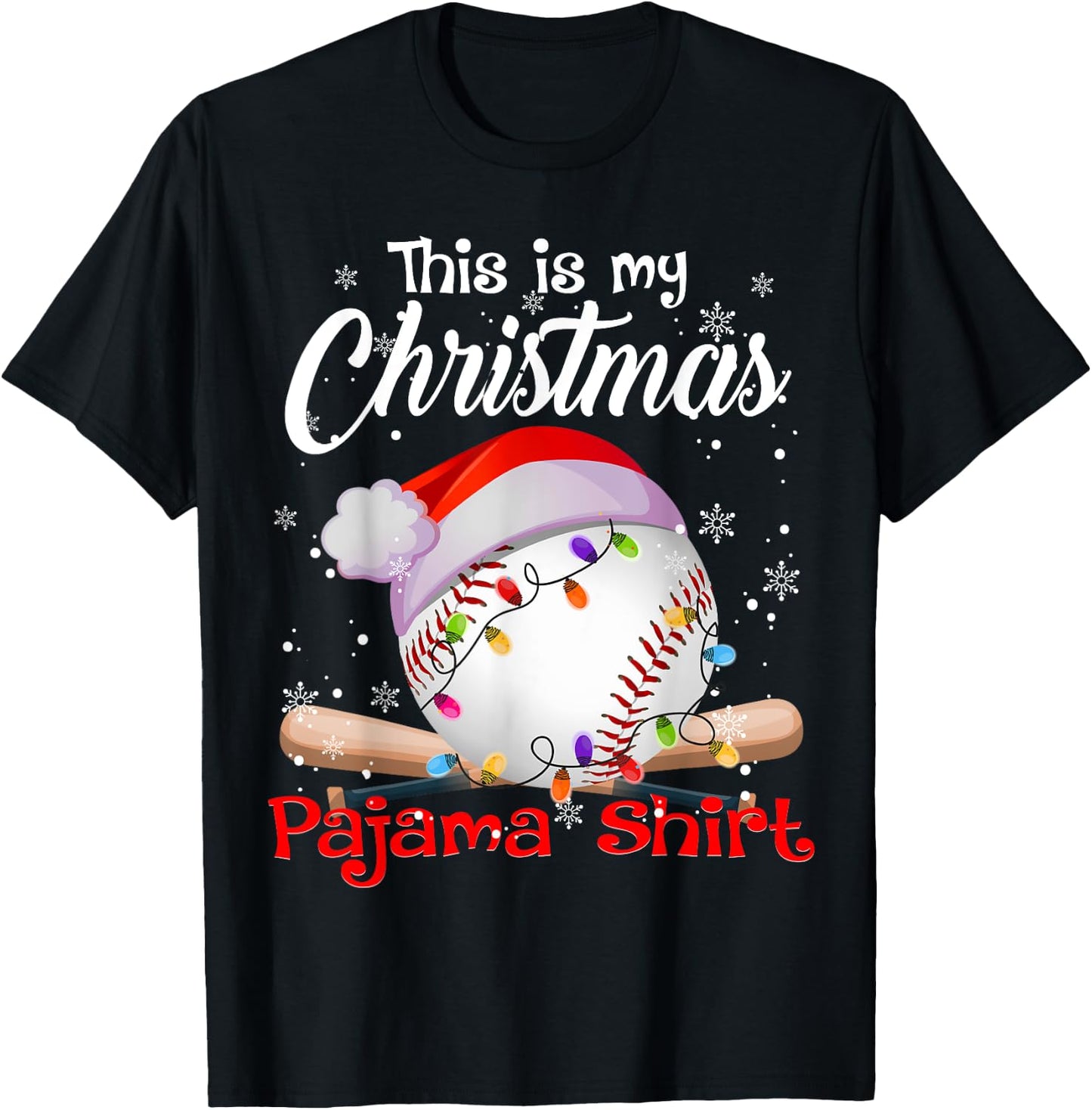 This Is My Christmas Pajama Baseball T-Shirt - T-Shirt | Black