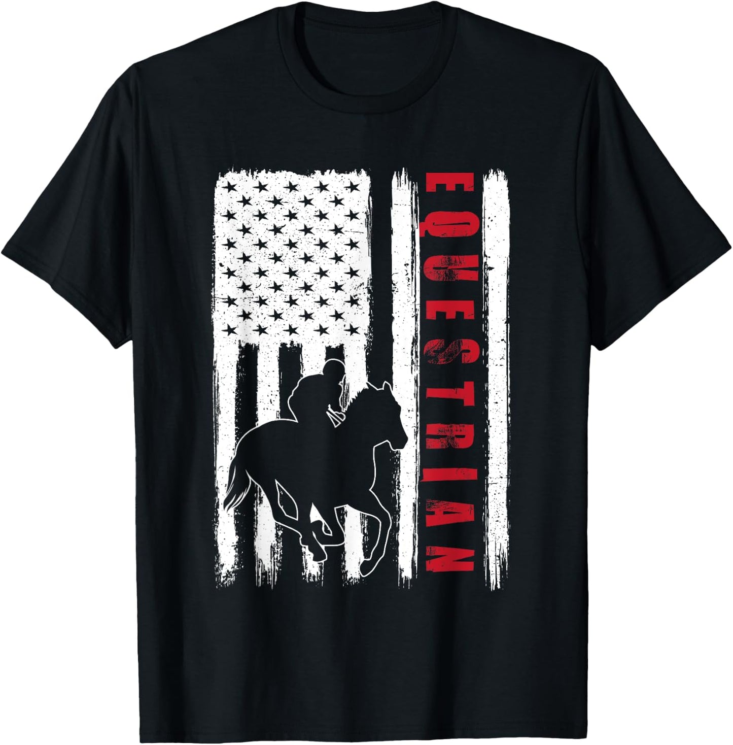 USA Equestrian team American flag US Horses rider men women T-Shirt - T-Shirt | Black