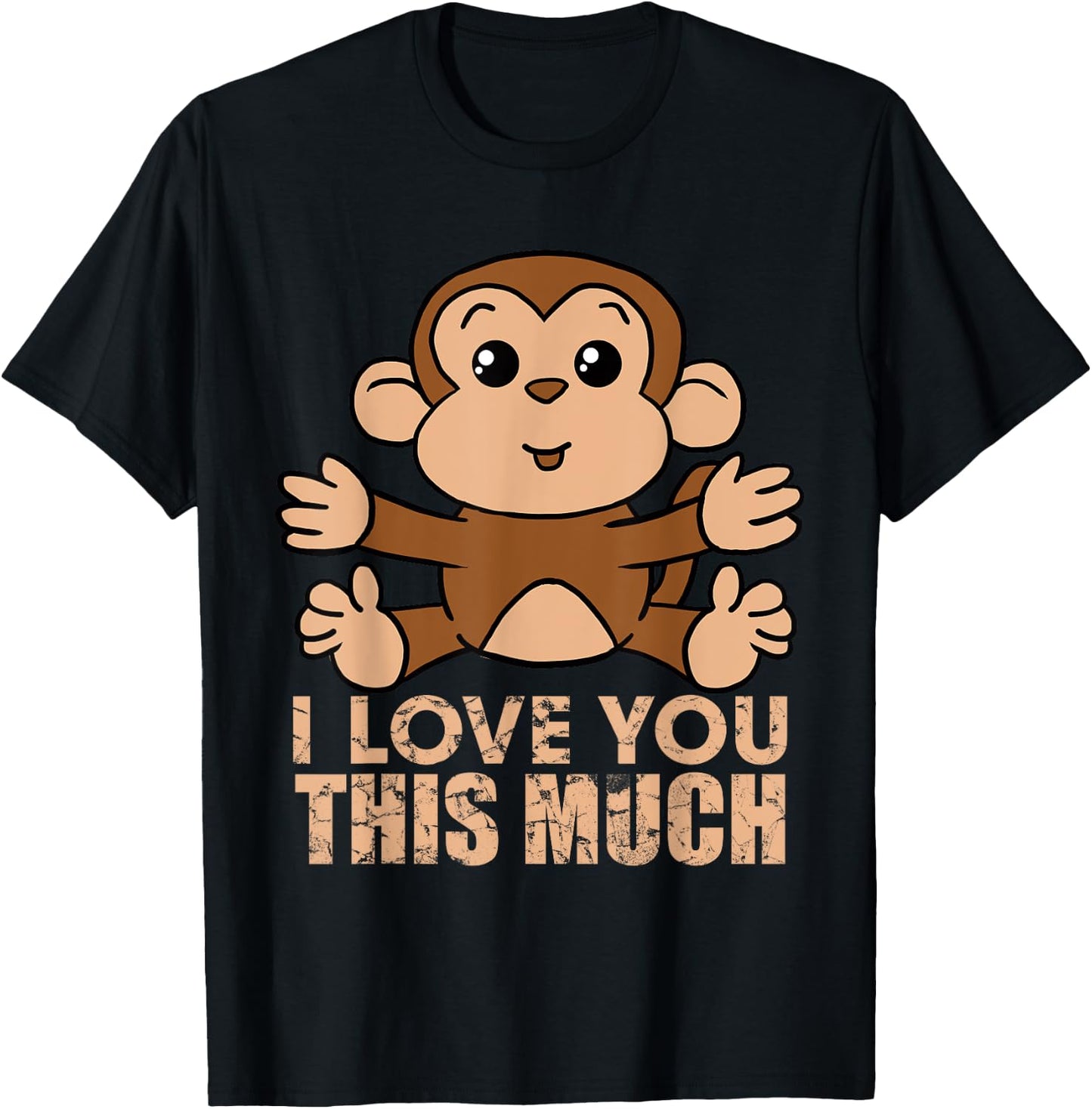 Monkey I Love You This Much Valentine's Day Gift T-Shirt - T-Shirt | Black