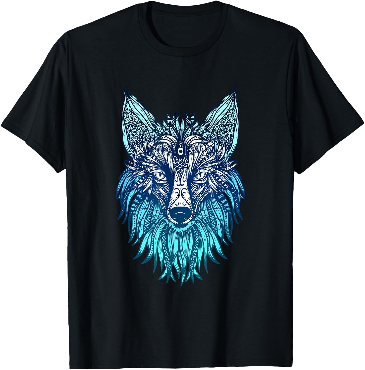 Arctic Fox Tribal Face Ornaments Antarctica Animal Fox T-Shirt - T-Shirt | Black