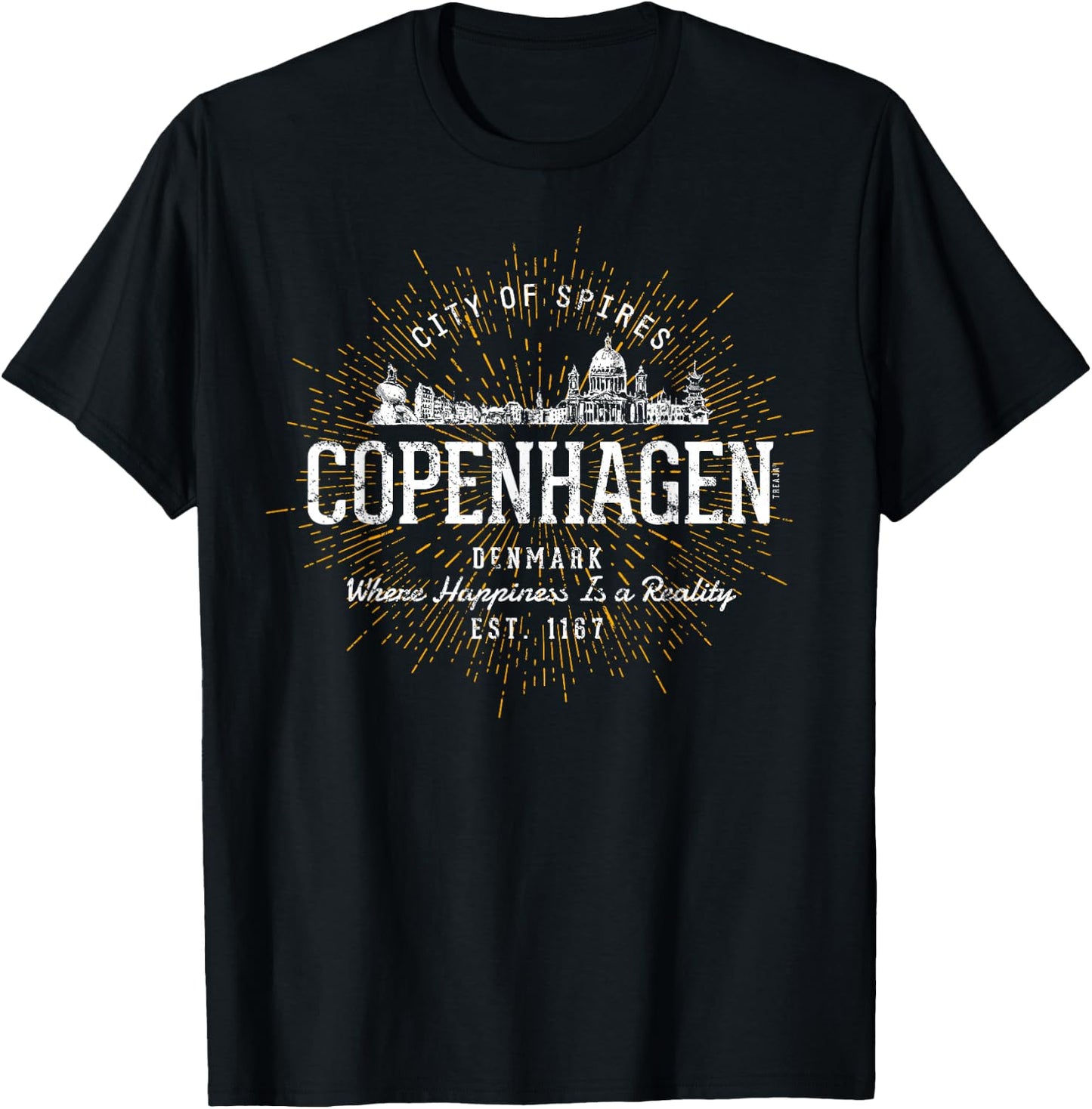 Denmark Retro Copenhagen Vintage T-Shirt - T-Shirt | Black