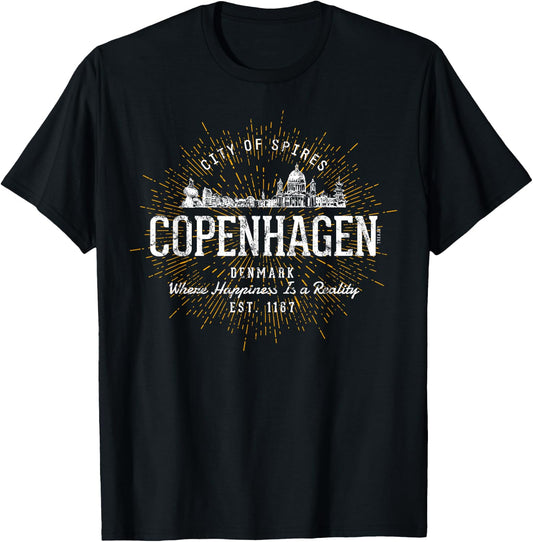 Denmark Retro Copenhagen Vintage T-Shirt - T-Shirt | Black