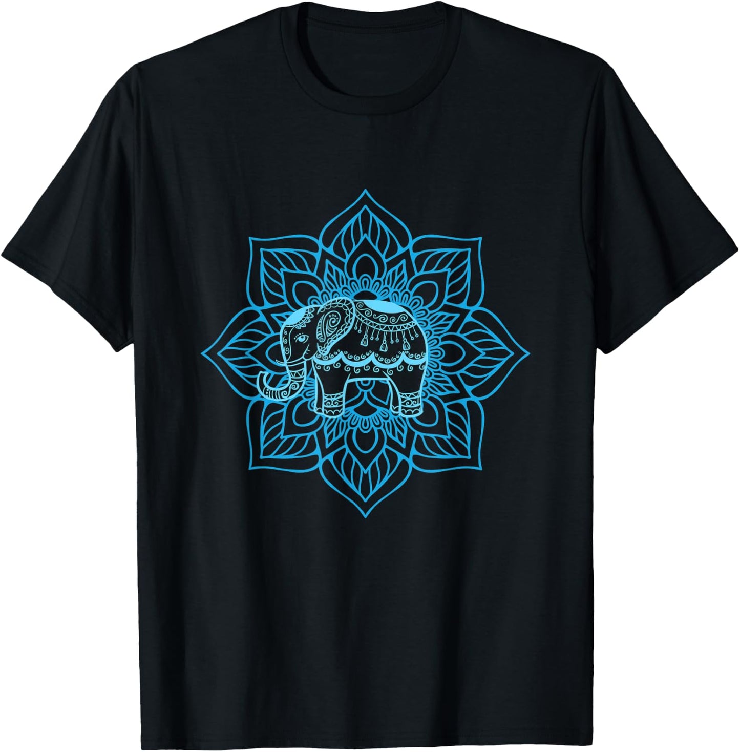 Water Elephant Mandala | Spiritual New Age Buddhist Yoga T-Shirt - T-Shirt | Black