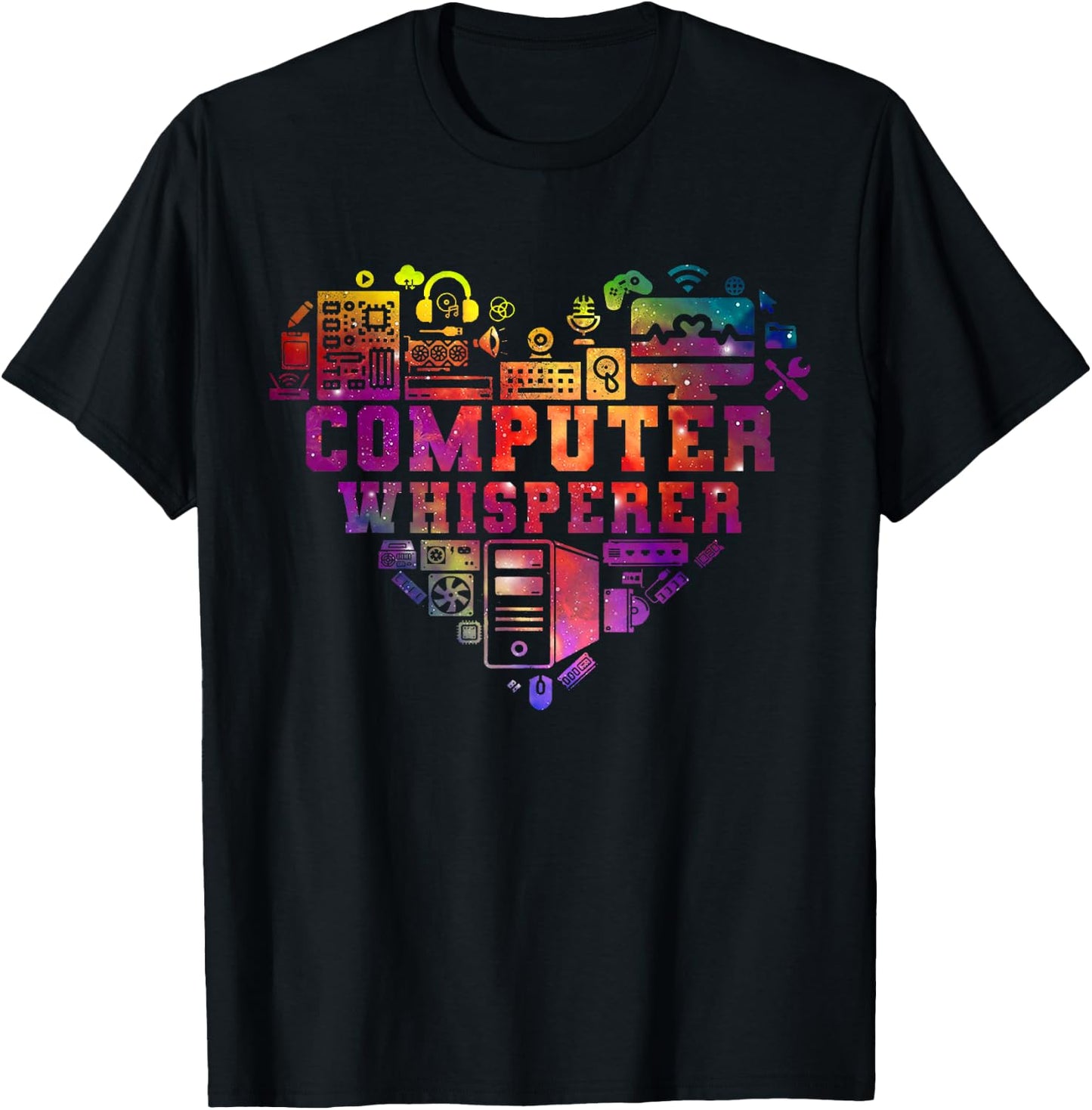 Computer Whisperer Heart Computer Lover T-Shirt - T-Shirt | Black