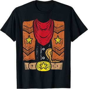 Cowboy Costume Cool Rodeo Country Halloween Men Boys Kids T-Shirt - T-Shirt | Black