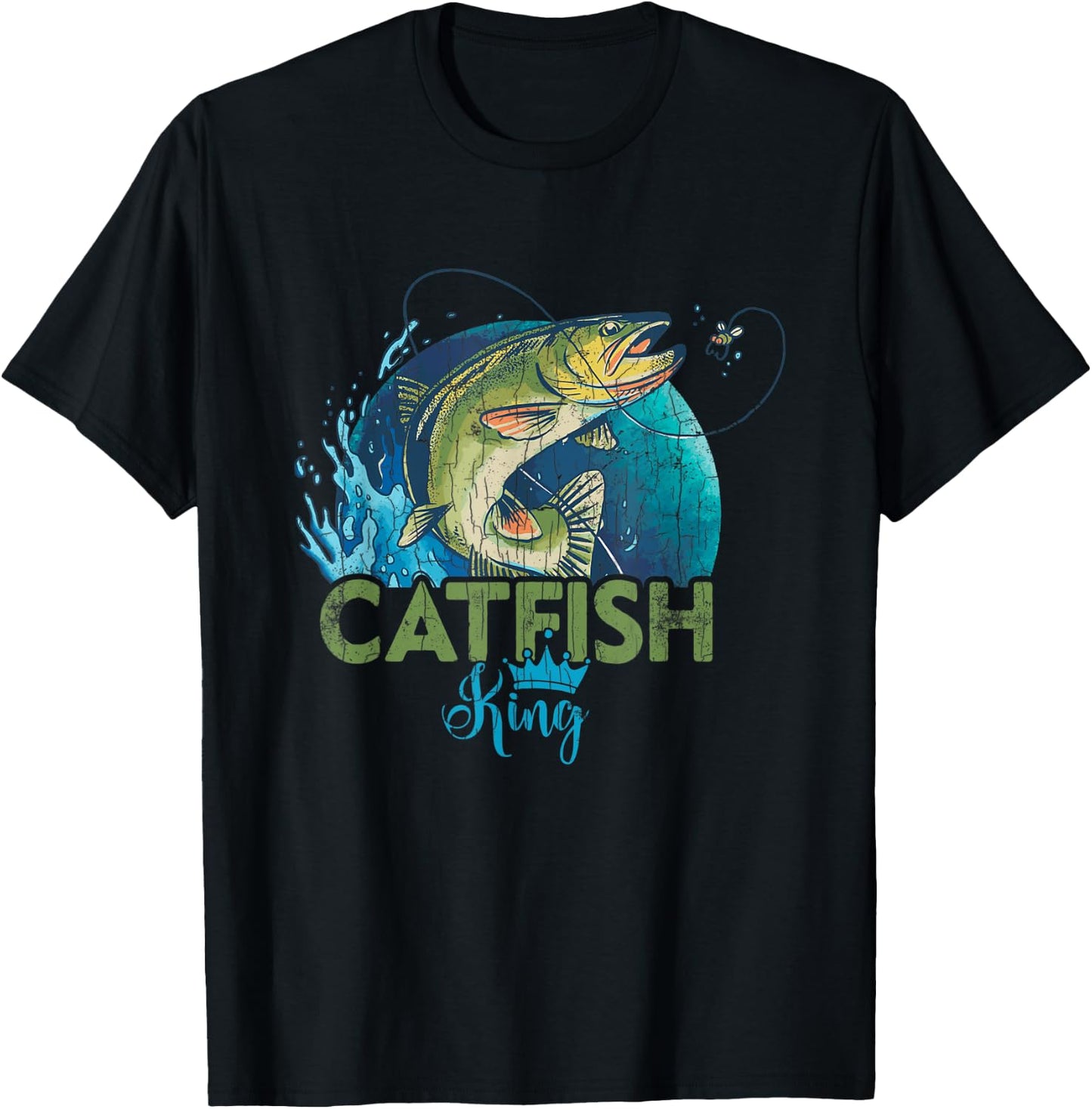 Catfish King Funny Fishing Lover Catfishing Graphic T-Shirt - T-Shirt | Black