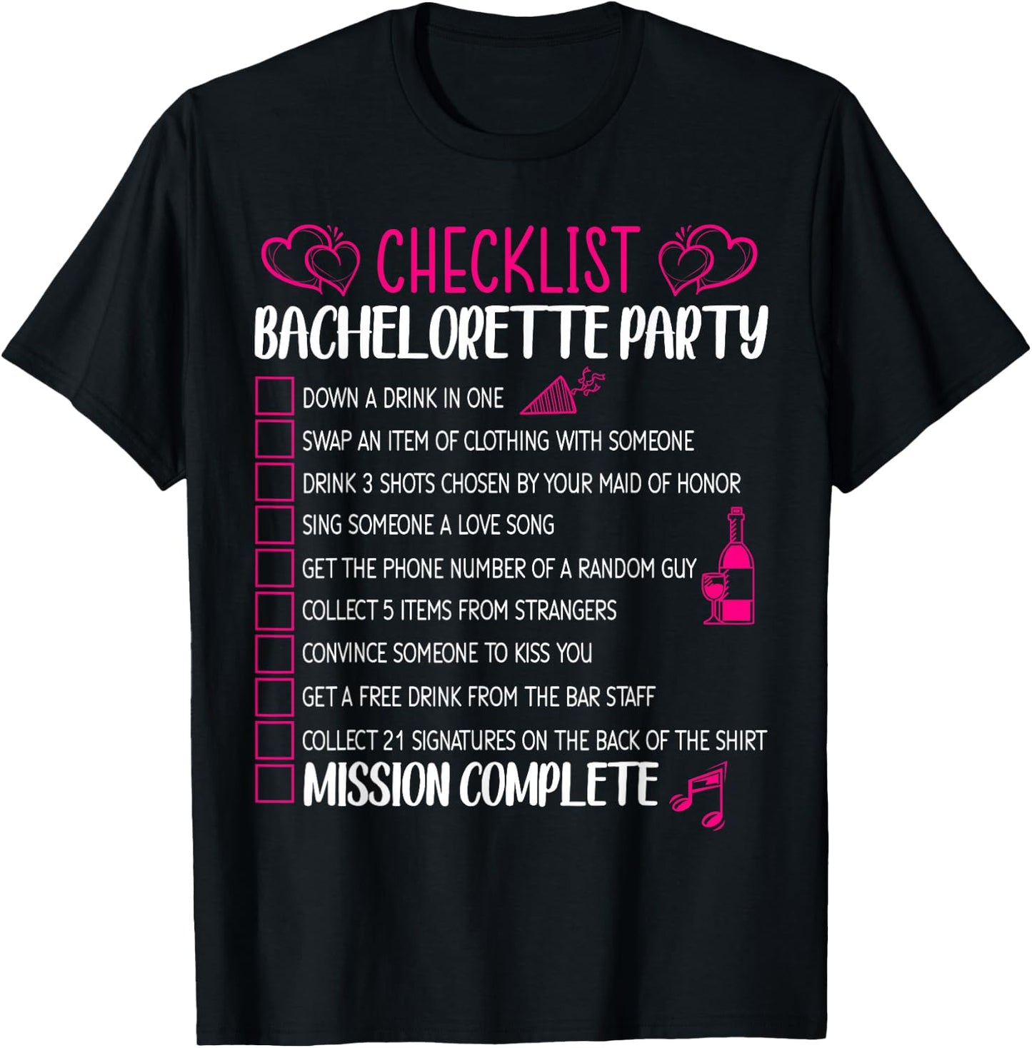 Bachelorette Party Checklist Hen Night Matching Bride Outfit T-Shirt - T-Shirt | Black