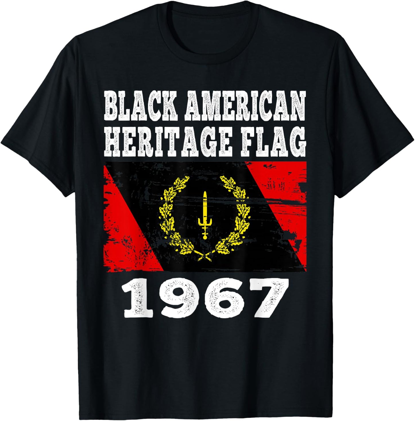 Black American Heritage Flag 1967 Vintage T-Shirt - T-Shirt | Black
