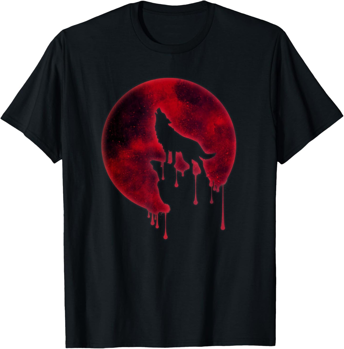 Full Moon Howling Wolf Galaxy Blood Moon Eclipse T-Shirt - T-Shirt | Black