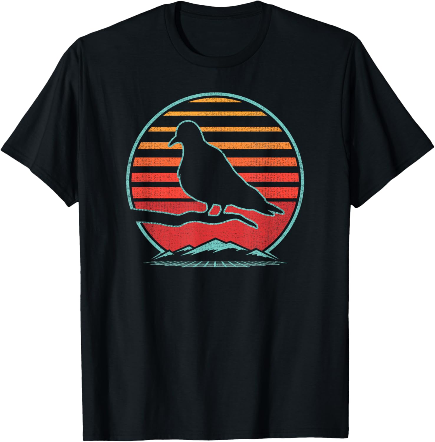 Mourning Dove Retro Vintage 80s Style Birding Gift T-Shirt - T-Shirt | Black