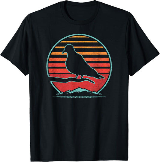Mourning Dove Retro Vintage 80s Style Birding Gift T-Shirt - T-Shirt | Black