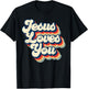 Jesus Loves Retro Vintage Christian Faith Hippie T-Shirt - T-Shirt | Black