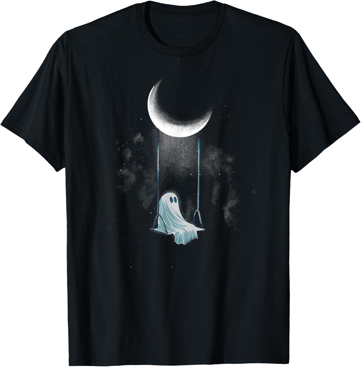 Spooky Ghost Swing Under Moon Lazy Halloween Costume Gothic T-Shirt - T-Shirt | Black