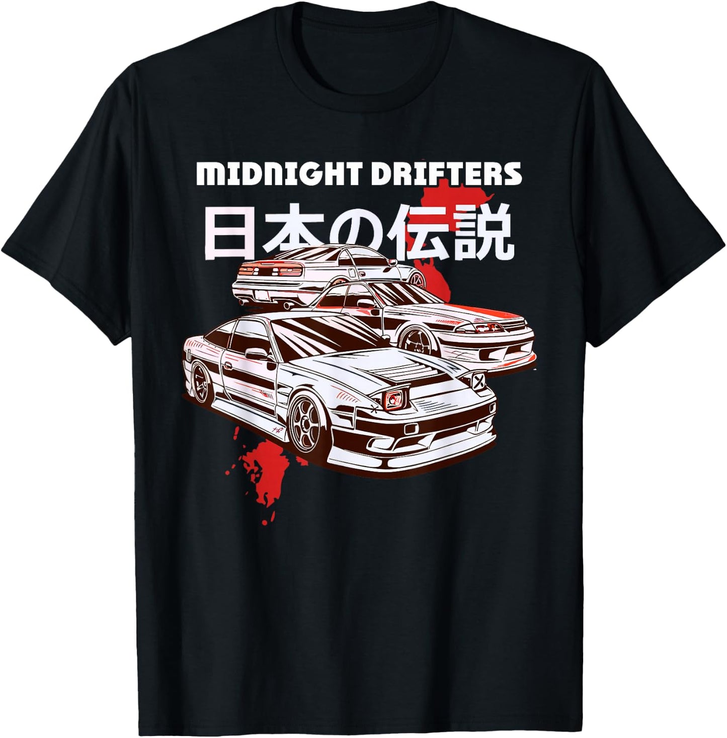 JDM Drift Car Racer Tokyo Street Drifting Twin Turbo Racing T-Shirt - T-Shirt | Black