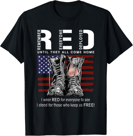 Red Until They All Come Home USA Flag T-Shirt - T-Shirt | Black