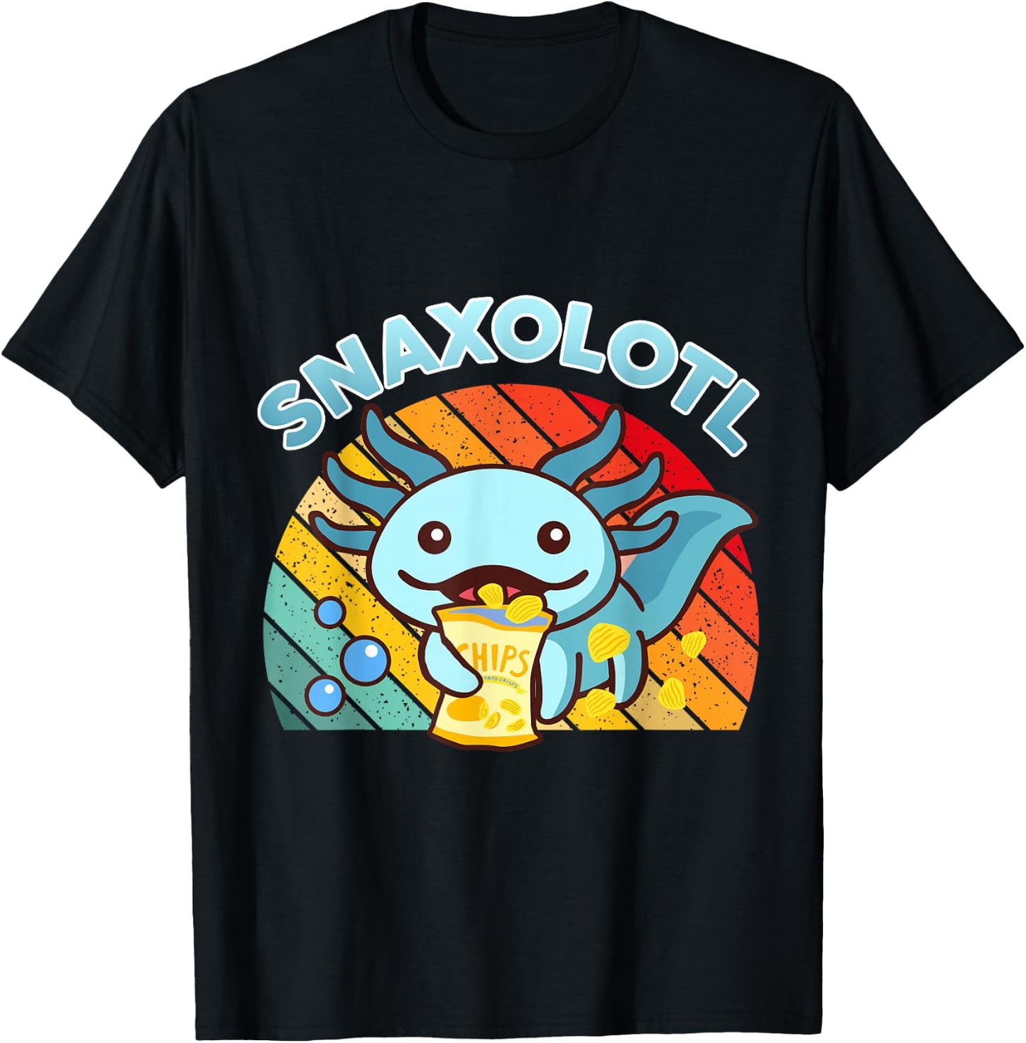 Snaxolotl-Shirt Cute Axolotl Snack Funny Food Lover Gift Kid T-Shirt - T-Shirt | Black