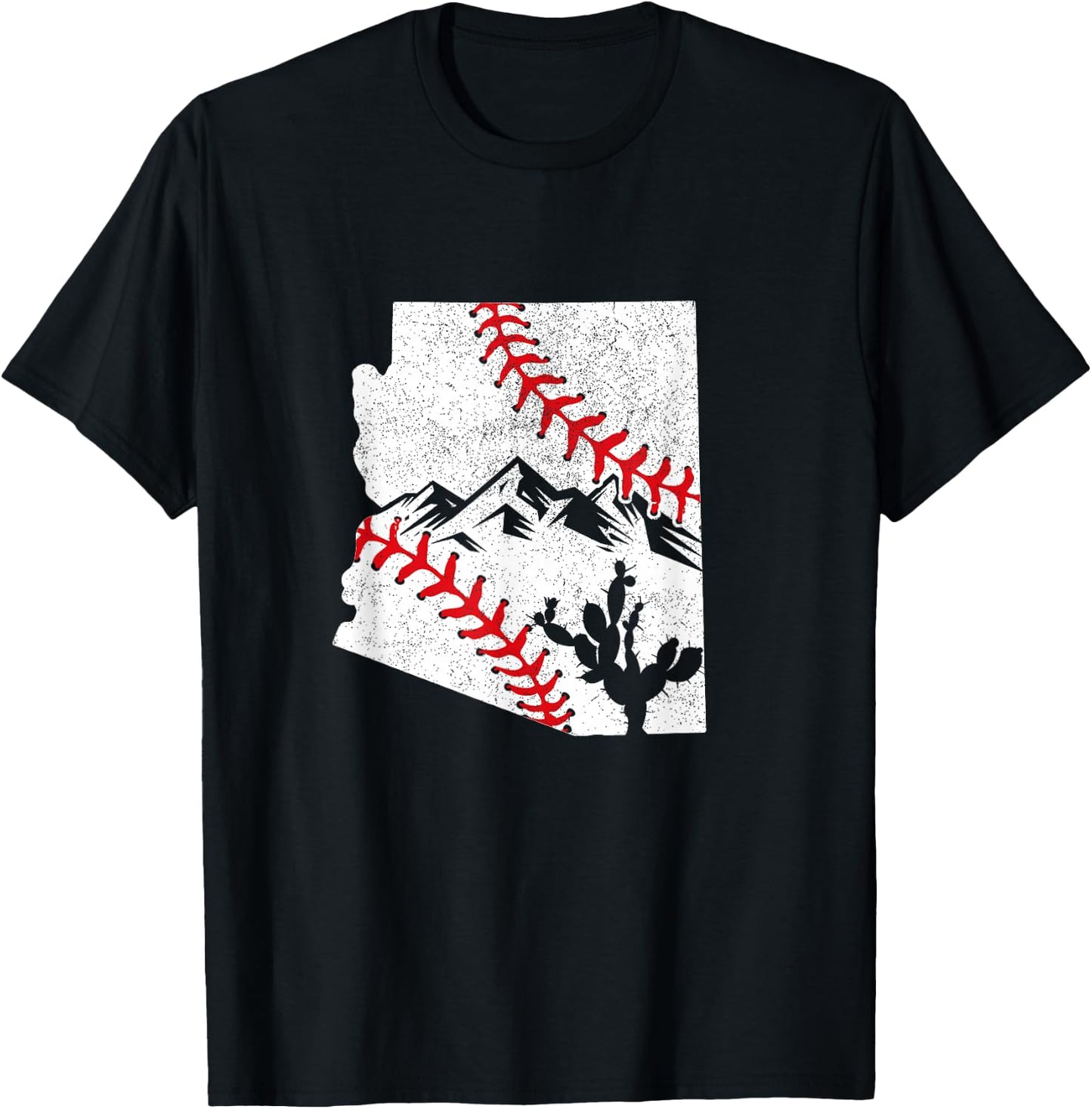 Arizona Baseball League Cactus Mountain Red Stitch Graphic T-Shirt - T-Shirt | Black
