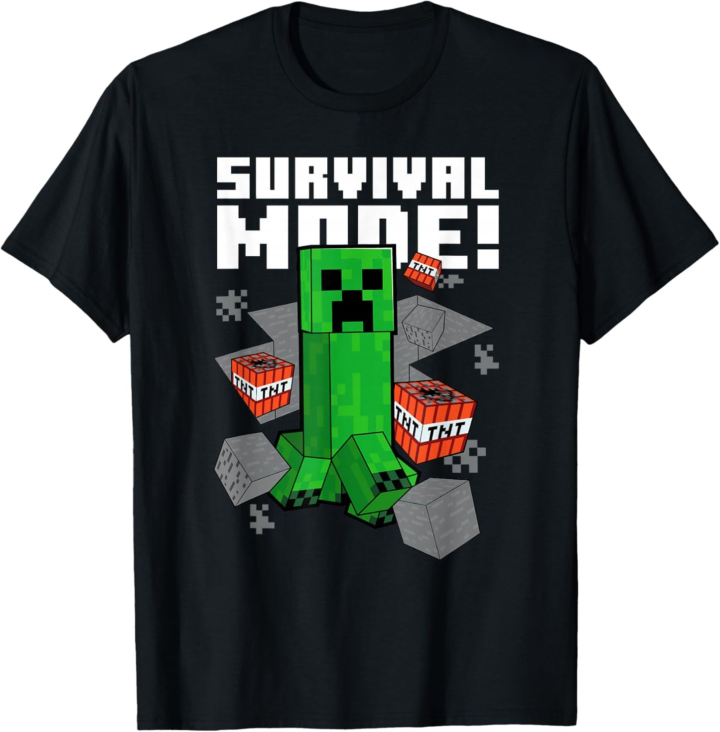 Minecraft Survival Mode Creeper Explosion T-Shirt - T-Shirt | Black