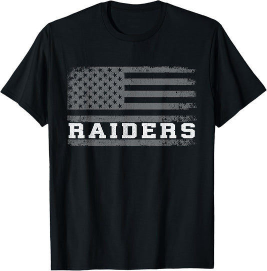Raiders Name Vintage Retro US Flag Men Women Boy Girl T-Shirt - T-Shirt | Black
