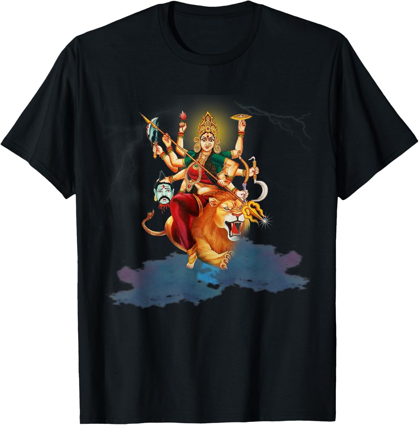 Goddess Durga Hindu Religion Durga mata Maa Yoga T-Shirt - T-Shirt | Black