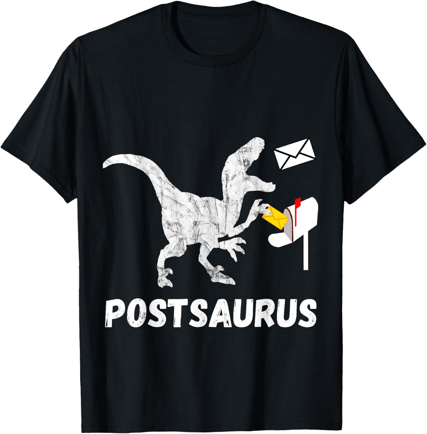 Post Saurus Postman Post Dinosaur Mail Carrier T Rex T-Shirt - T-Shirt | Black