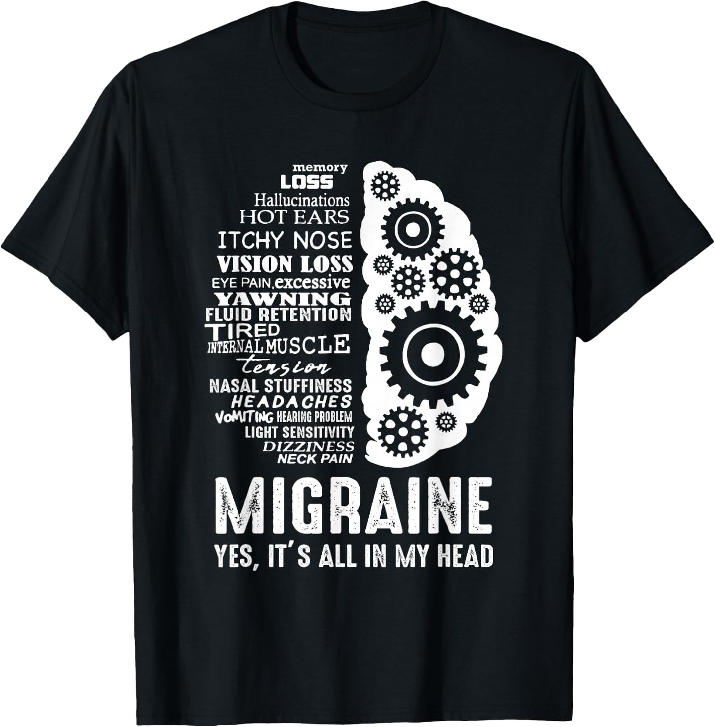 Migraine Awareness - It's all in my Head You are not alone T-Shirt - T-Shirt | Black