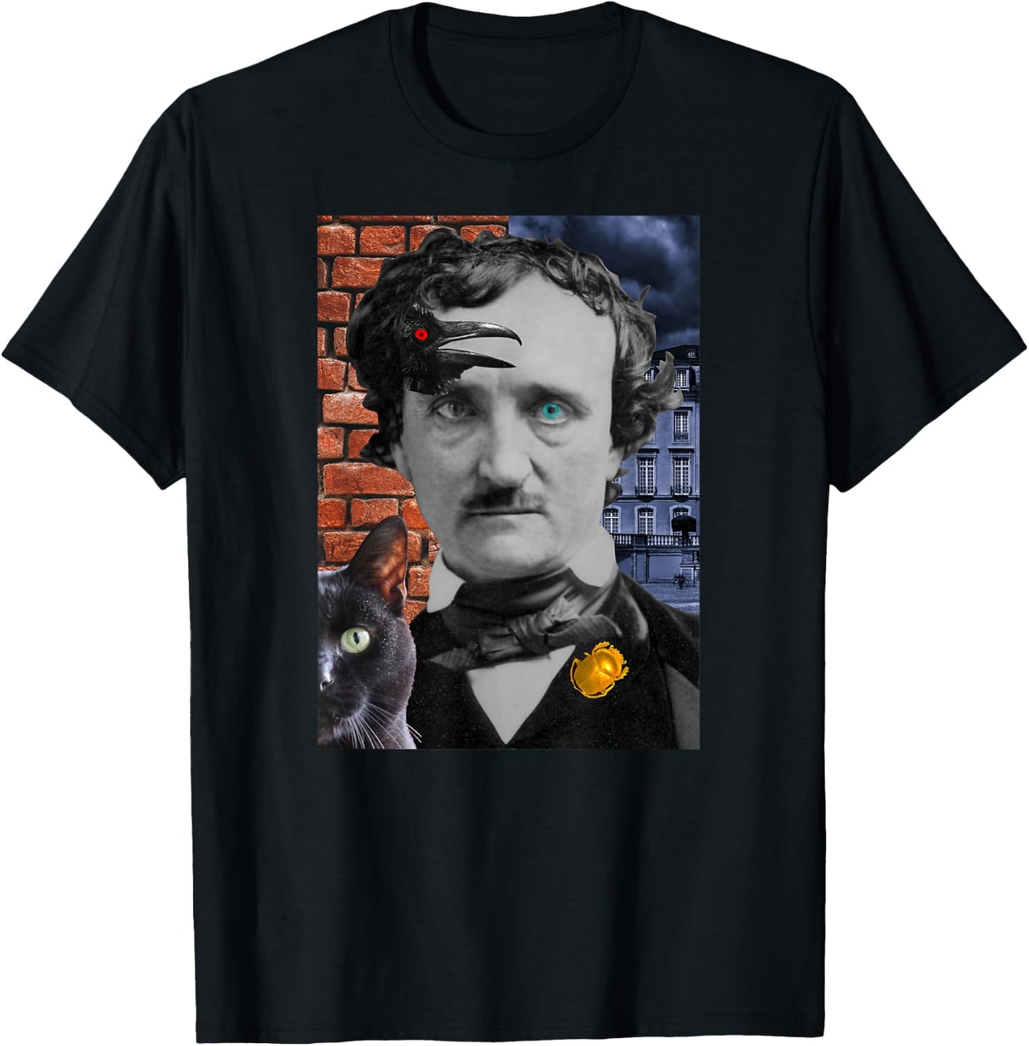 Edgar Allan Poe 6-Tales : The Raven, Gold-Bug, 4 more T-Shirt - T-Shirt | Black