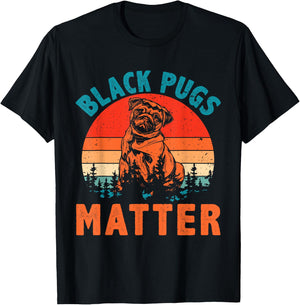 Vintage Retro Black Pugs Matter Funny Pet Dog Lover Women Girls Kids T-Shirt - T-Shirt | Black
