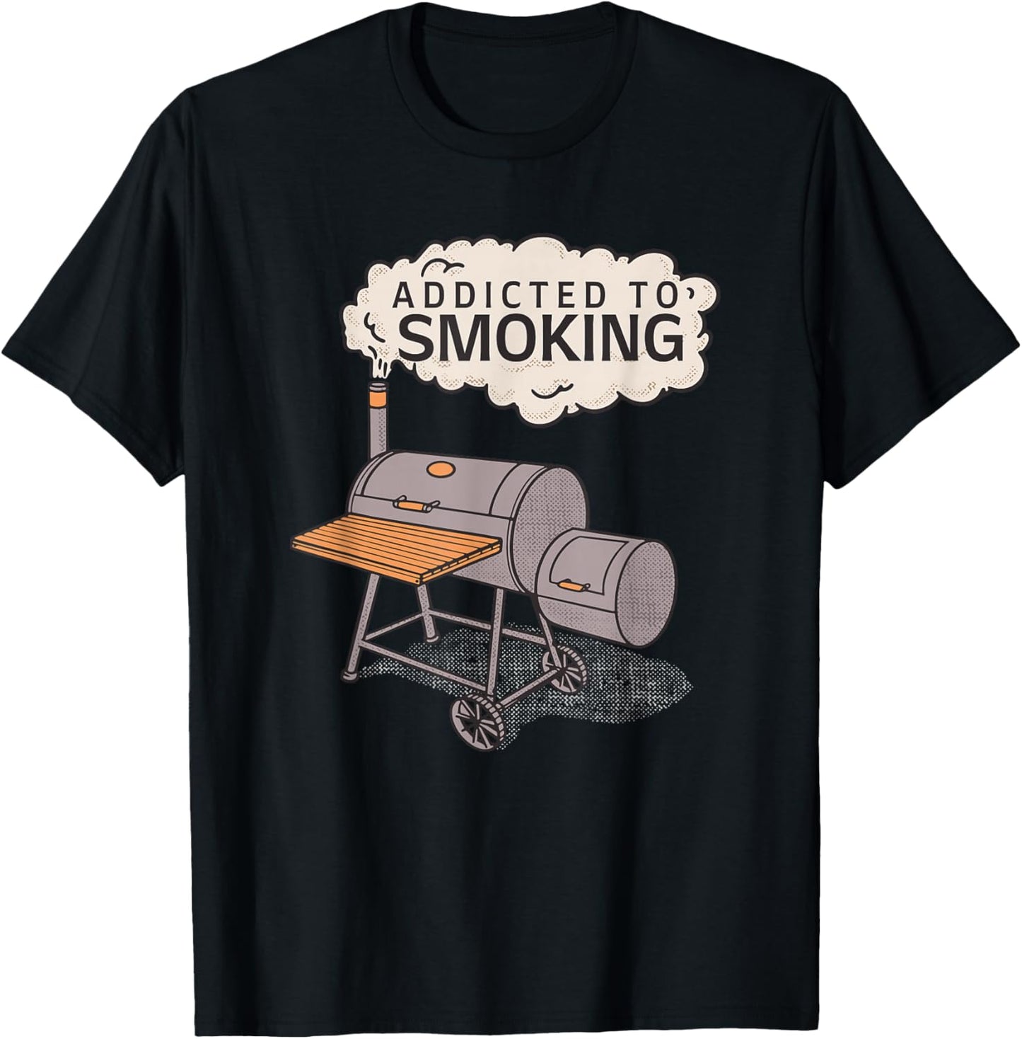 Funny Meat Smoker Meme Addicted To Smoking Pun T-Shirt - T-Shirt | Black