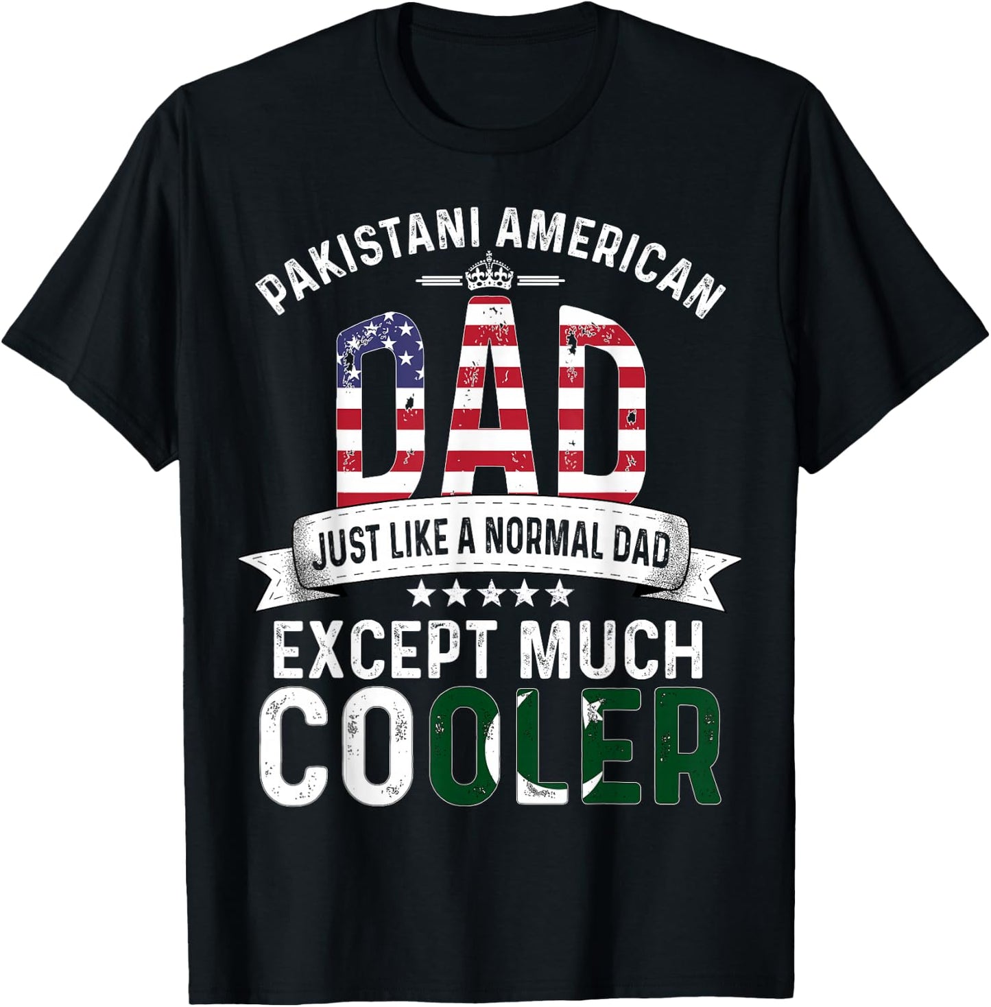 Pakistani American Dad Fathers Day Papa Pakistan Flag T-Shirt - T-Shirt | Black