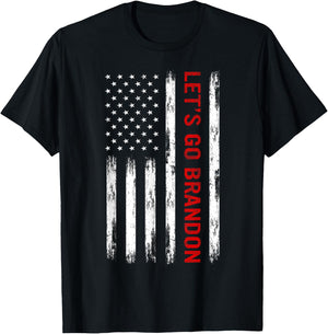 Let's Go Brandon American Flag Funny Trendy Meme Sarcastic T-Shirt - T-Shirt | Black