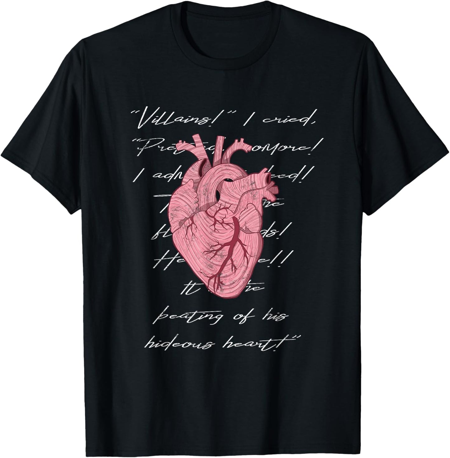 Poe The Beating Tell Tale Hideous Heart Creepy Morbid Design T-Shirt - T-Shirt | Black