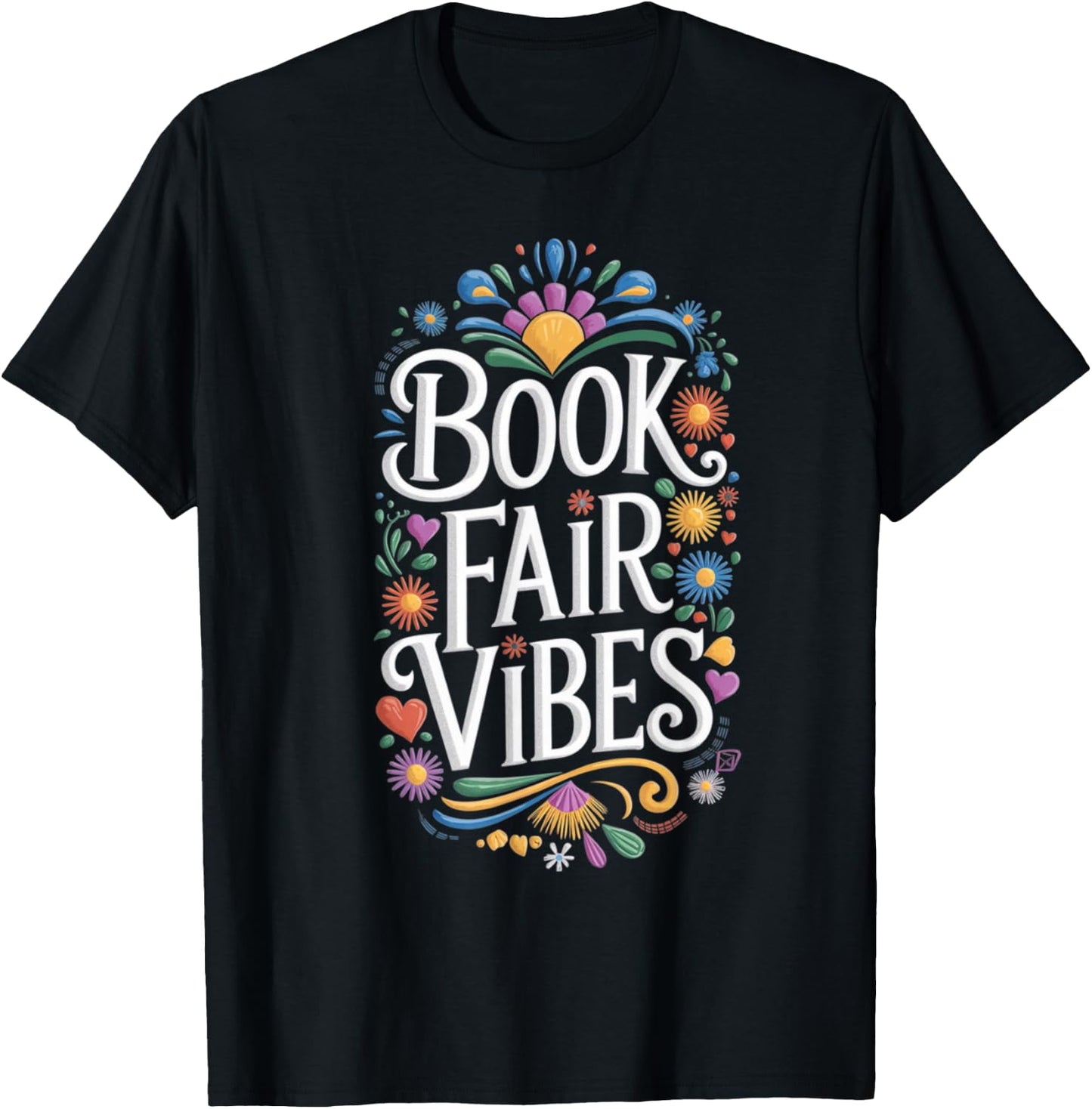 Book Fair Vibes Groovy 70s Retro School Librarian T-Shirt - T-Shirt | Black