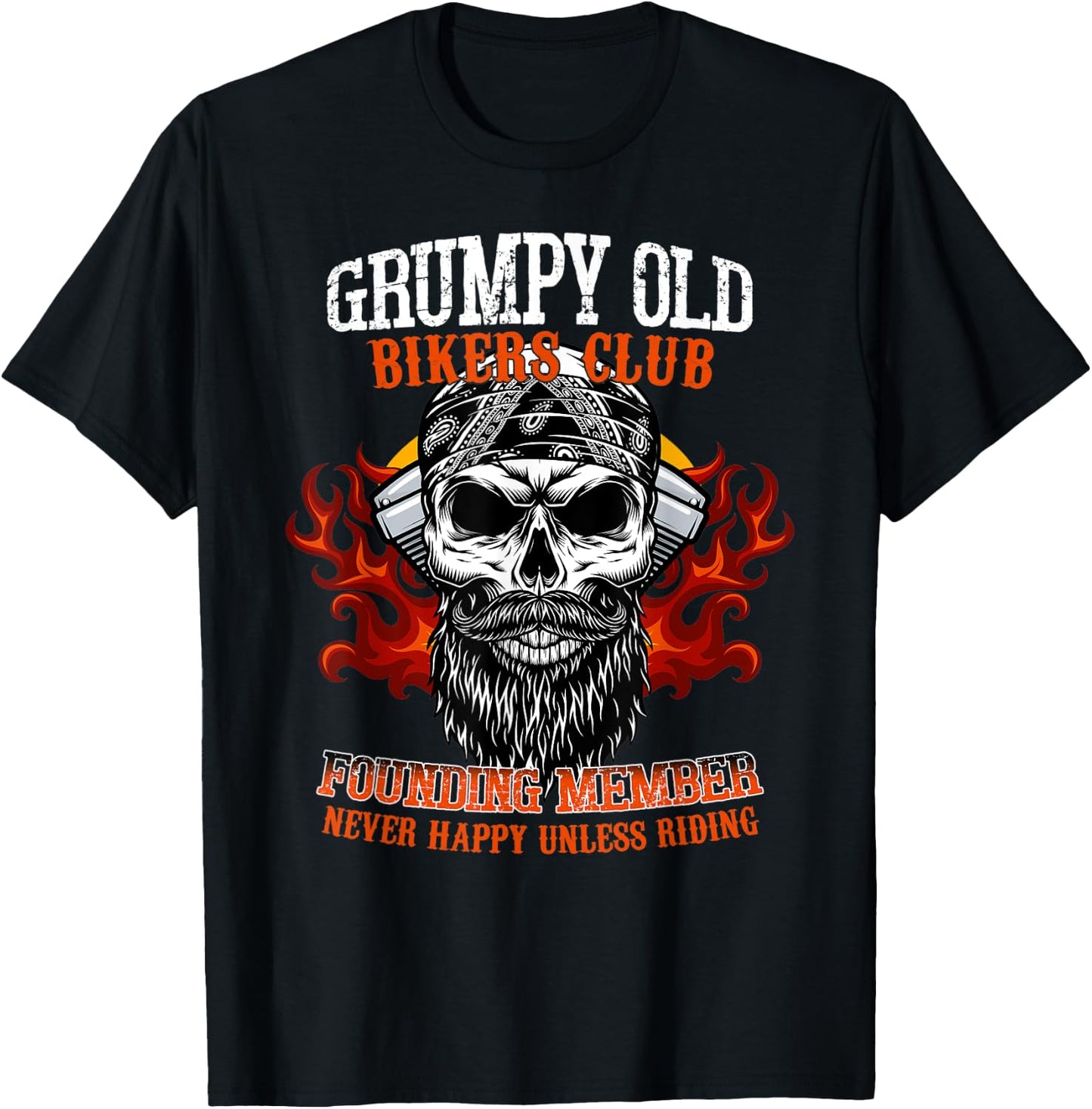 Grumpy Old Bikers Club Founding Member Motorcycle Riders T-Shirt - T-Shirt | Black