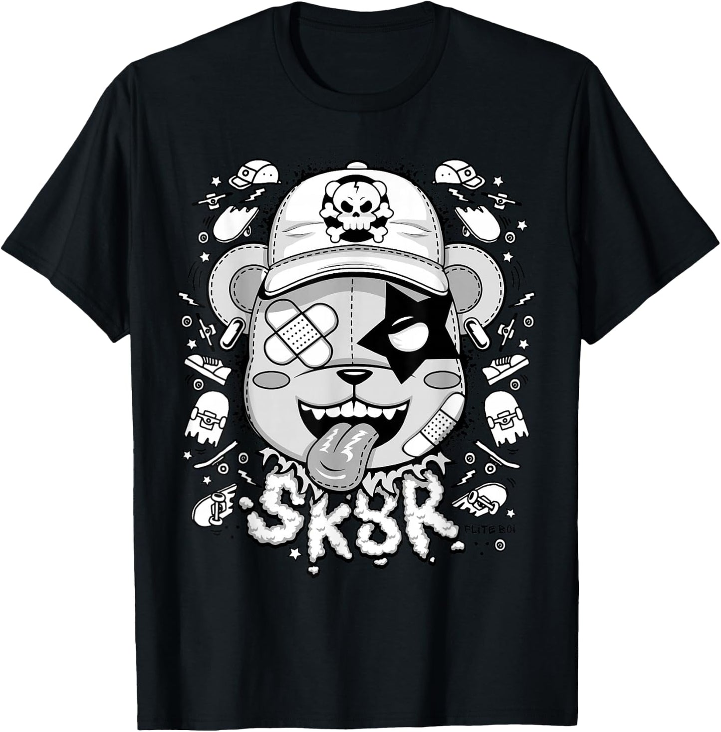 Urban - Graffiti Puppy Skater Sk8r Graphic T-Shirt - T-Shirt | Black