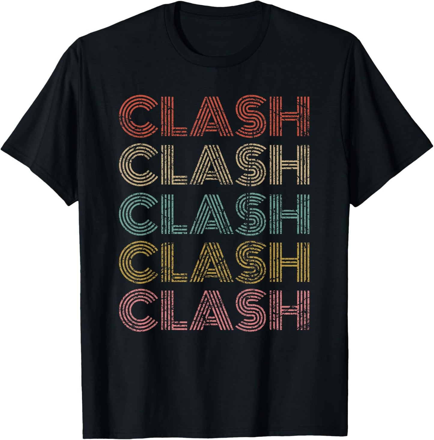 Clash Vintage Retro Text Apparel 70s 80s Gaming Gift T-Shirt - T-Shirt | Black