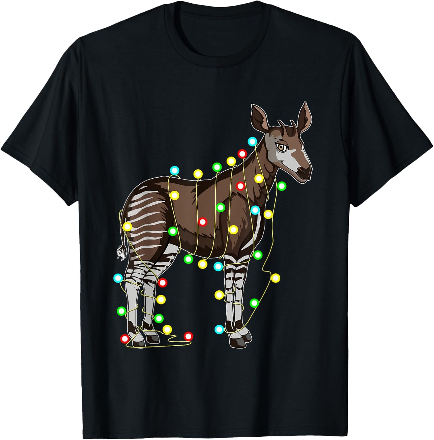 Funny Christmas Okapi Lover by Funny Christmas Okapi Gifts Tizy Apparel - -Adults and Kids - Black - Short Sleeve - Size Small T-Shirt - T-Shirt | Black