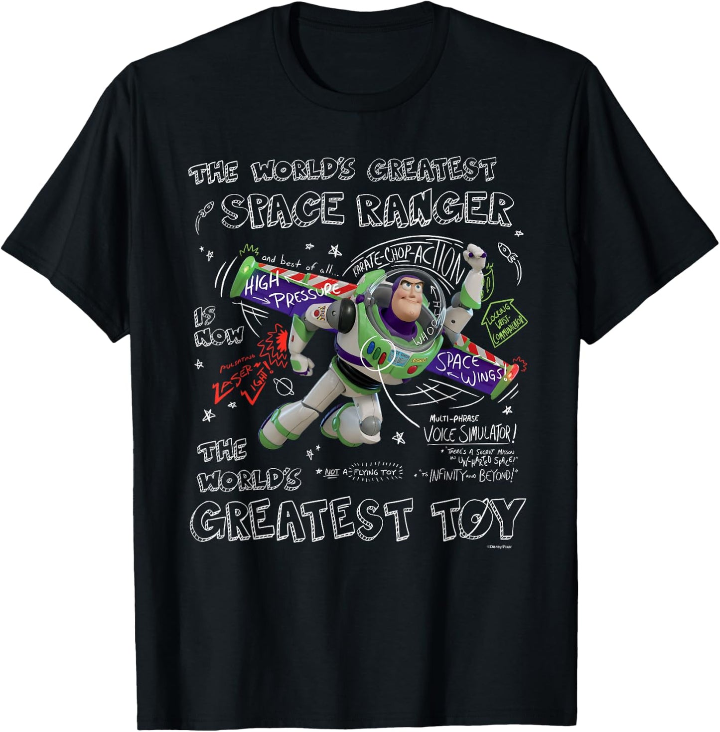 Disney Pixar Toy Story Buzz Lightyear The World's Greatest T-Shirt - T-Shirt | Black