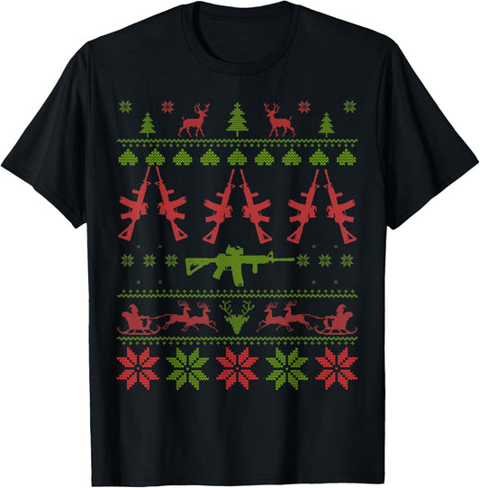 AR15 Ugly Christmas T-Shirt - T-Shirt | Black
