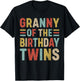 Granny of The Birthday Twins Family Matching Bday Party T-Shirt - T-Shirt | Black