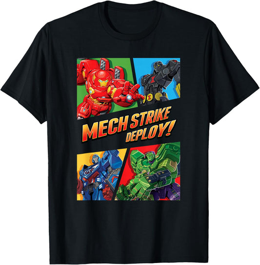 Marvel Avengers Mech Strike Group Shot Panels T-Shirt - T-Shirt | Black