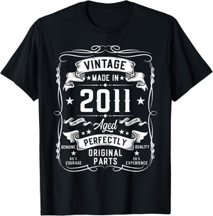Vintage 2011 14 Years Old Gifts for Boys 14yr 14th Birthday T-Shirt - T-Shirt | Black